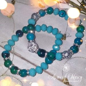 Turquoise Crystal and Tiger Eye Beads Bracelet Set