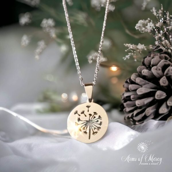 Stainless Steel Cut-Out Dandelion Pendant on Chain