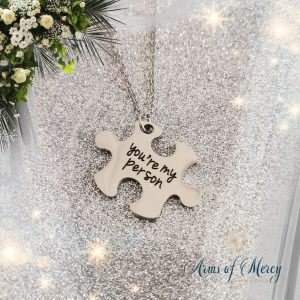 You`re My Person Puzzle Piece Pendant on Chain in Stainless Steel