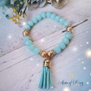 Turquoise Crystal and Gold Electroplated Beads Bracelet