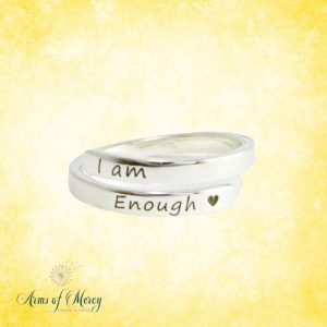 I Am Enough Heart Adjustable Ring in Stainless Steel