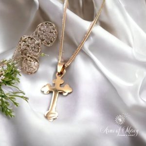 Rose Gold Stainless Steel Cross Pendant on Chain