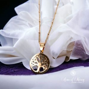 Rose Gold Stainless Steel Tree of Life Pendant on Chain