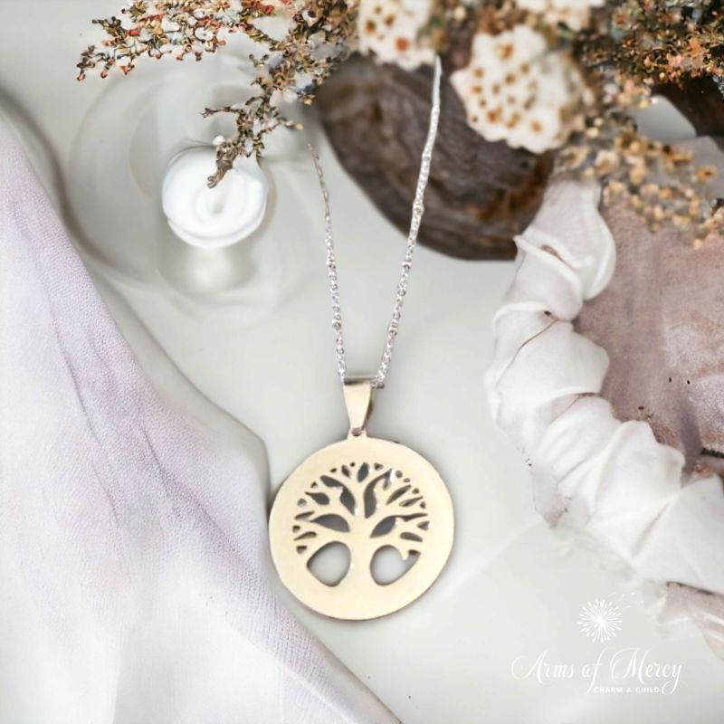 Tree of Life Pendant on Chain in Stainless Steel
