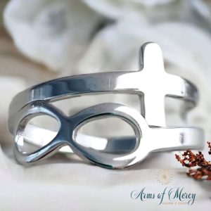 Cross Infinity Ring in Stainless Steel