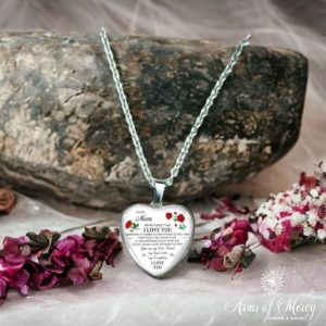 Mother`s Day Heart Pendant on Chain in Stainless Steel