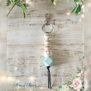 Turquoise and Cream Key Ring