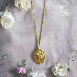 Make a Wish Dandelion Pendant on Chain – Sterling Silver 18K Gold Plated