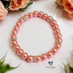 Orange Glass Pearl Bead Bracelet