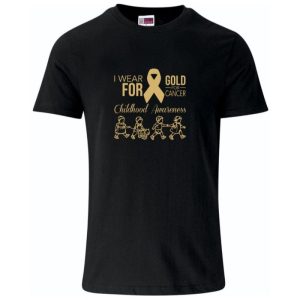 I Wear Gold for Childhood Cancer Awareness – Black Unisex Crew Neck T-Shirt (new edition)