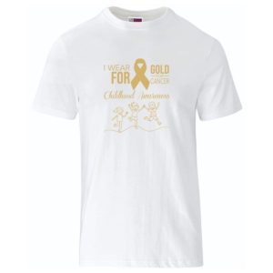 I Wear Gold for Childhood Cancer Awareness – White Unisex Crew Neck T-Shirt (new edition)