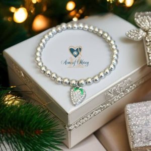 Electroplated Bead Bracelet with Diamante Strawberry Charm (Clear)