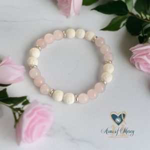 Rose Quartz and White Lava Bead Bracelet